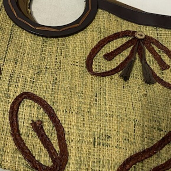 VINTAGE APRIL CORNELL Straw Purse Clutch Handbag Boho Naturalist Hippie Gypsy - Picture 6 of 7